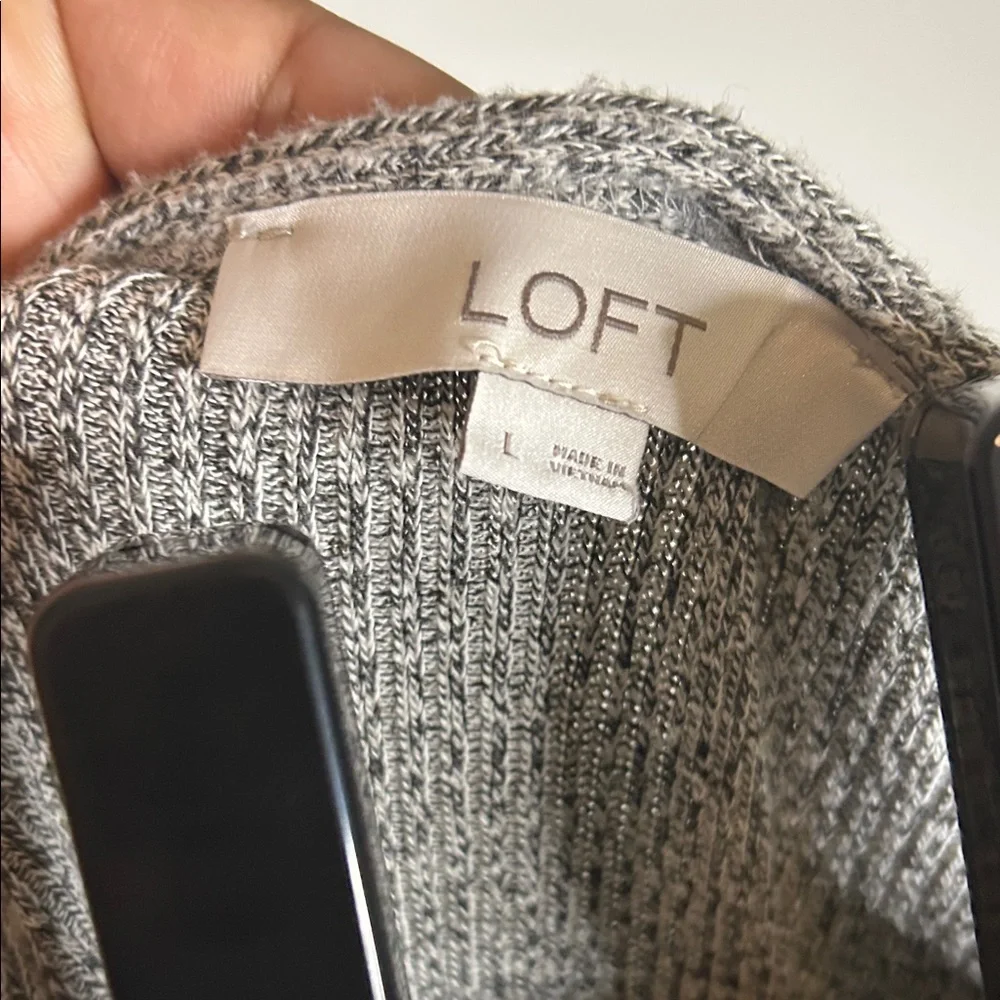 LOFT Gray Long Sleeve Dress with Knot Detail - Picture 2 of 8